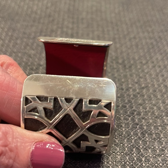 Brighton- Christo wide cuff bracelet set with red/dark gray leather insert. - Picture 3 of 10